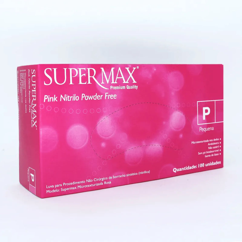 Luva Nitrílica Rosa  Supermax
